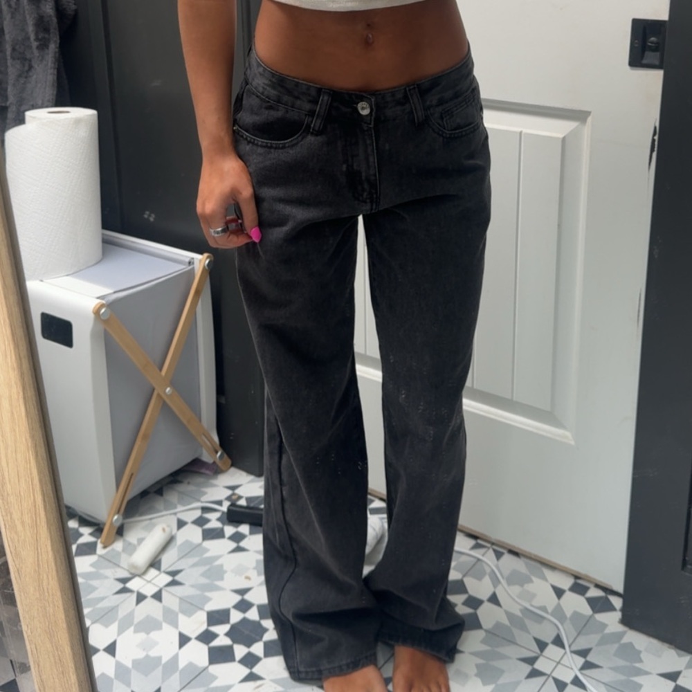 White Fox Boutique Black Washed Wide-Leg Jeans